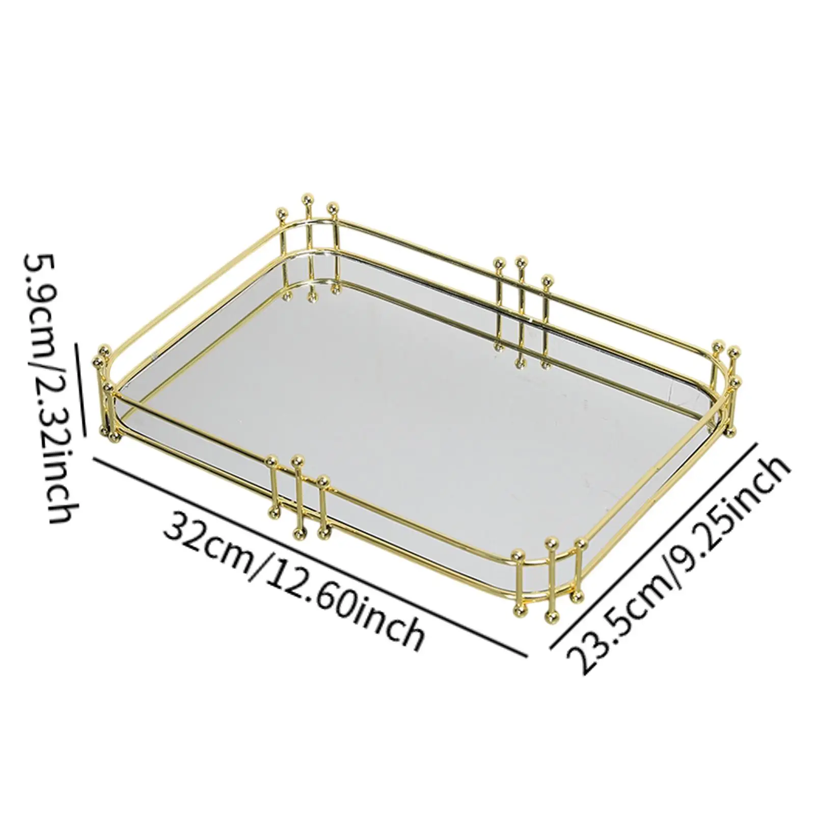 Vassoio Decorativo Con Manici Argento Antico 45 Cm X 25 Cm It 15696