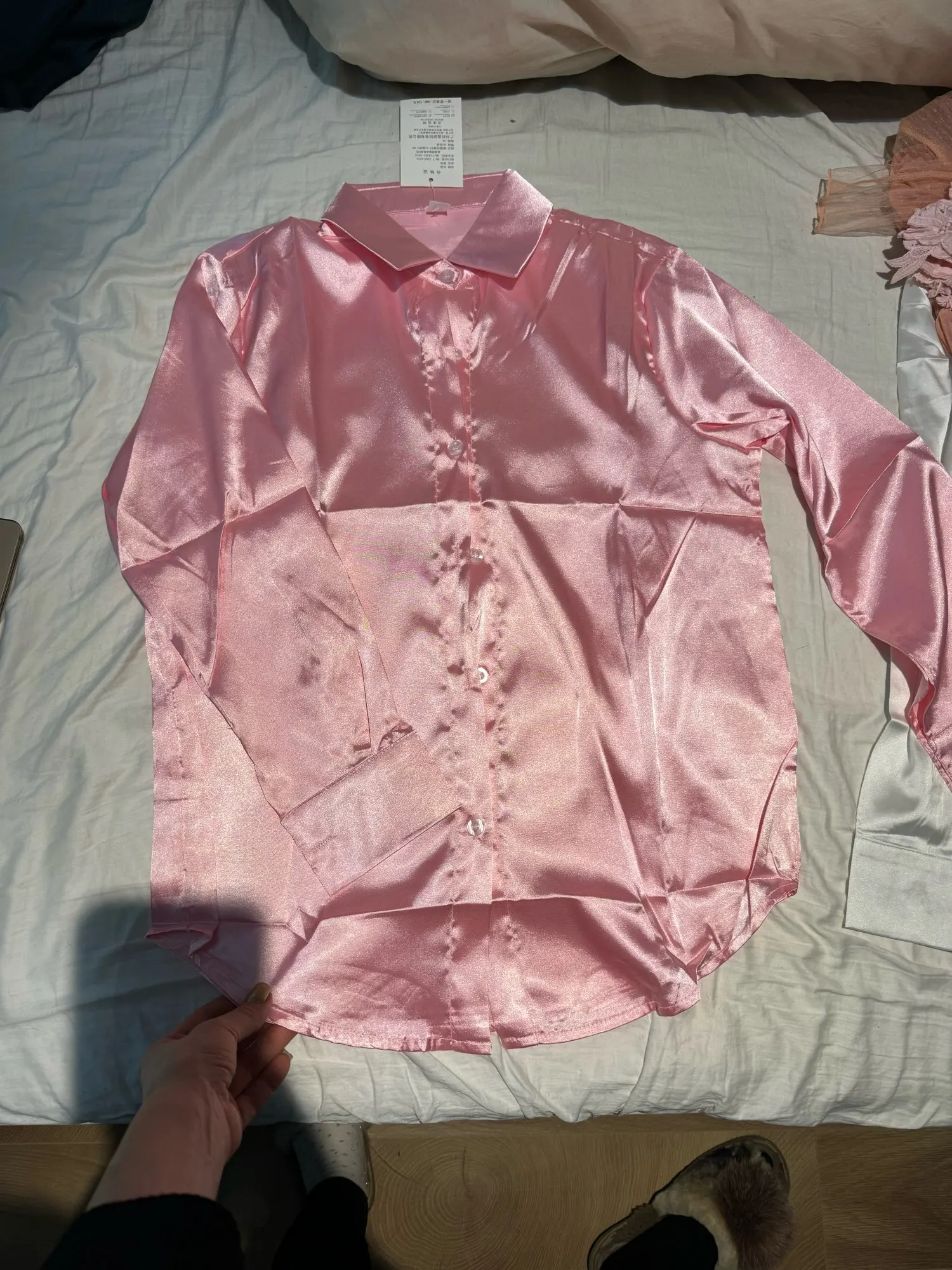 Korean Office Lady Trend Casual Shirt Elegant Blouses For Women Satin Multicolor Basic Slim Shirt Solid All-Match Top French New photo review