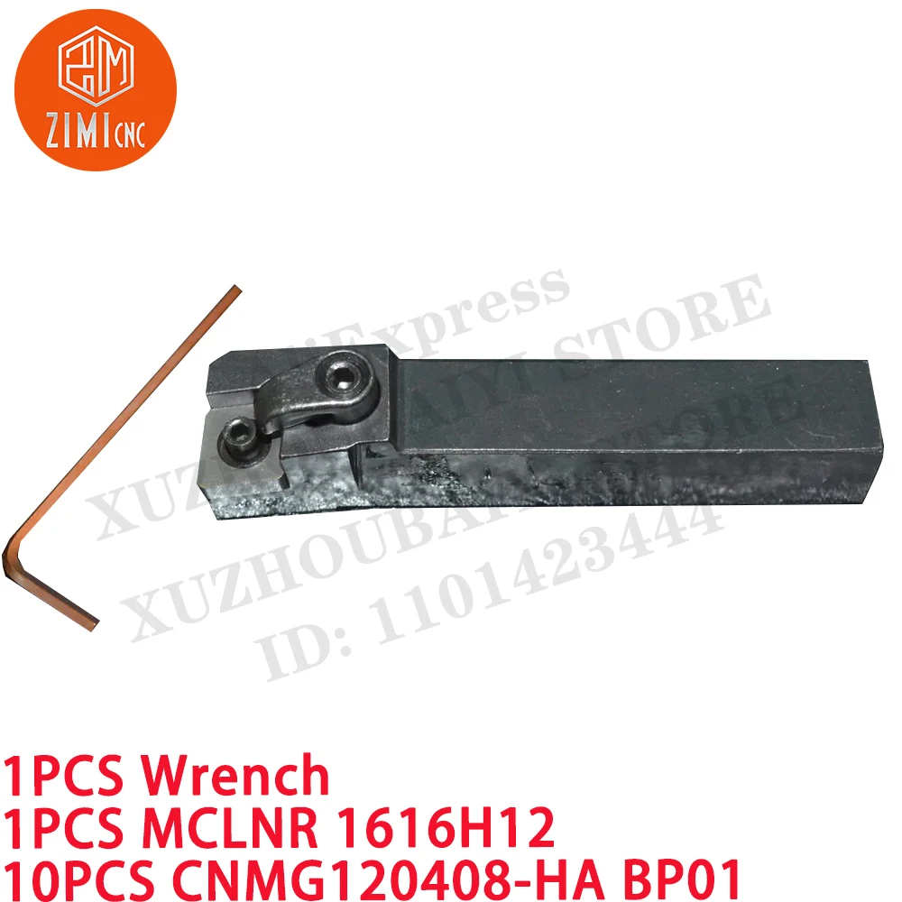 1PC MCLNR 1616H12 16&times;100mm lathe turning tool Holder+10PCS CNMG120408-HA BP01 aluminum inserts CNC tool metal lathe cutting