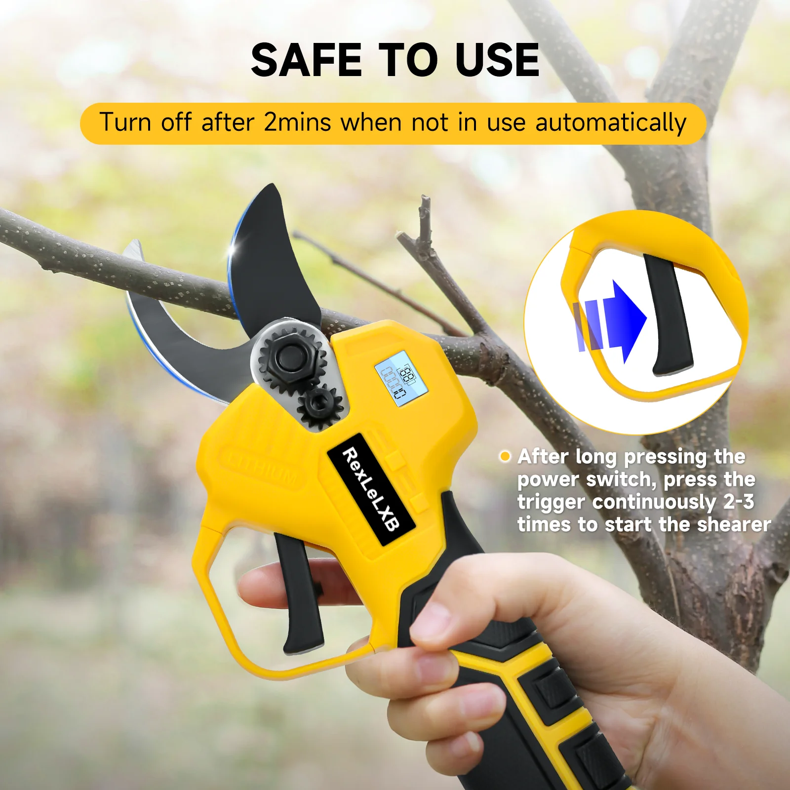 30mm Brushless Electric Pruning Shears 2 Gears Cordless Scissors Fruit Tree Bons