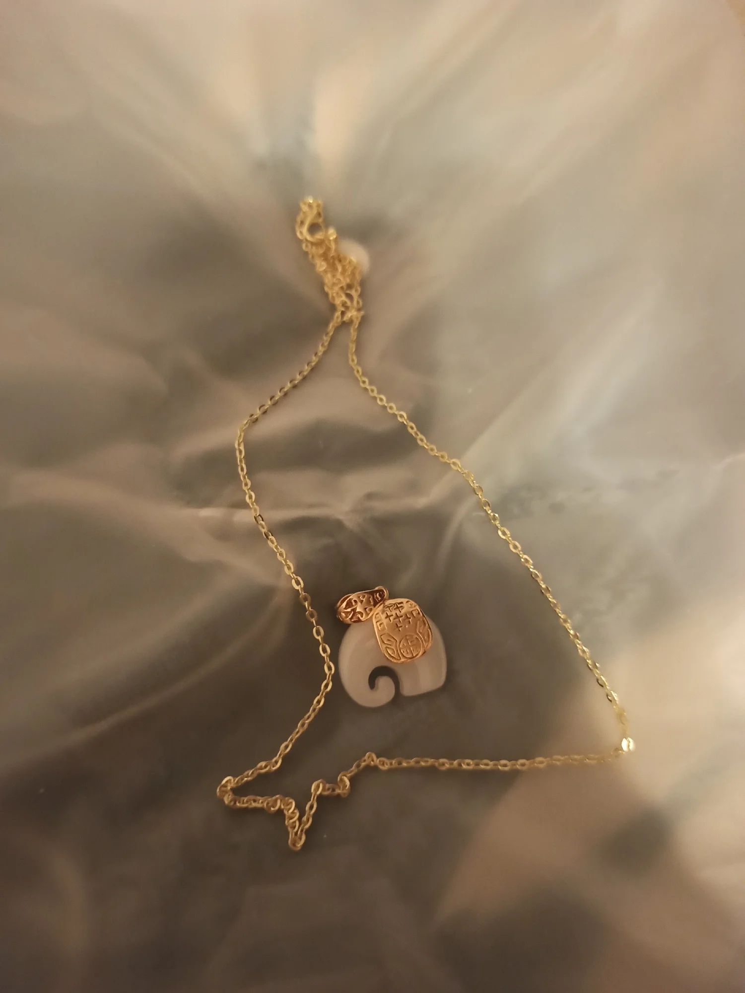 Cute Green & White Imitation Jade Elephant Peace photo review