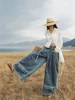 TIYIHAILEY Wide Leg Long Pants For Women Denim Trousers Elastic Waist Casual Tassels Jeans Ladies 2025 New Fashion 2