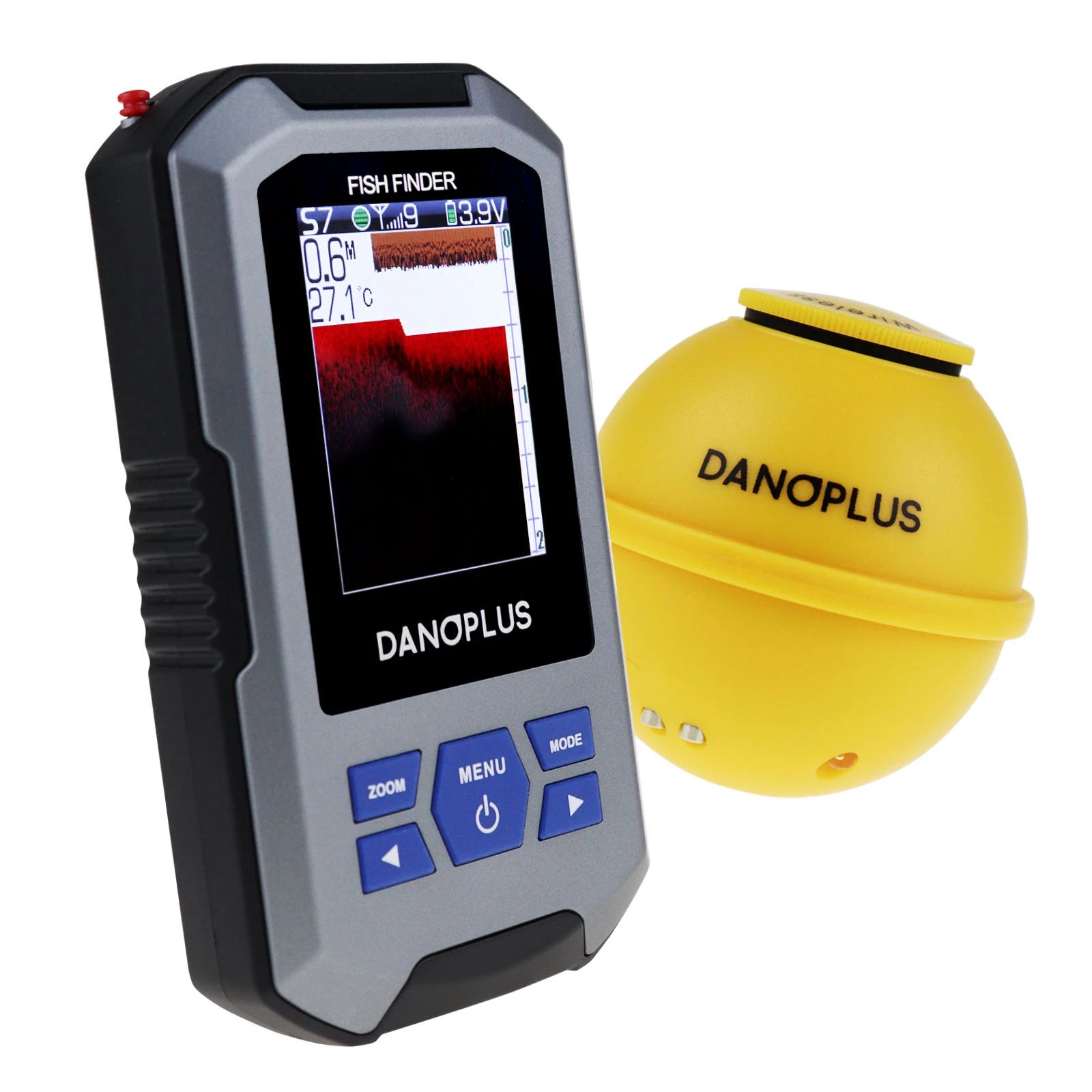 Fish Finder Wireless Sonar Sensor 45 Meters / 147 Feet Depth Large LCD