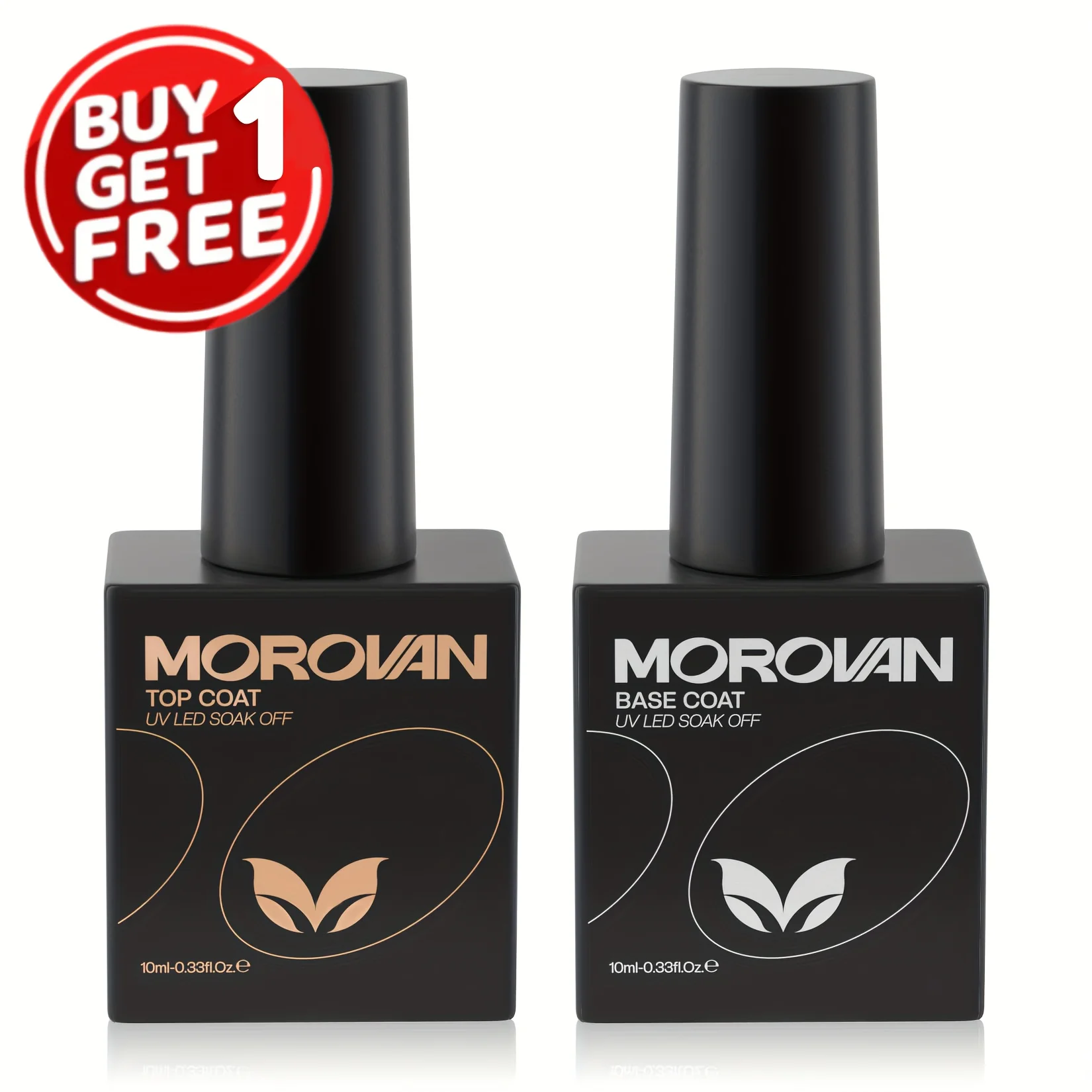 Morovan Gel Base Top Coat-Soak Off Gel Nail Polish ideal for beginners offers long-lasting UV glossy shine Perfect for home use