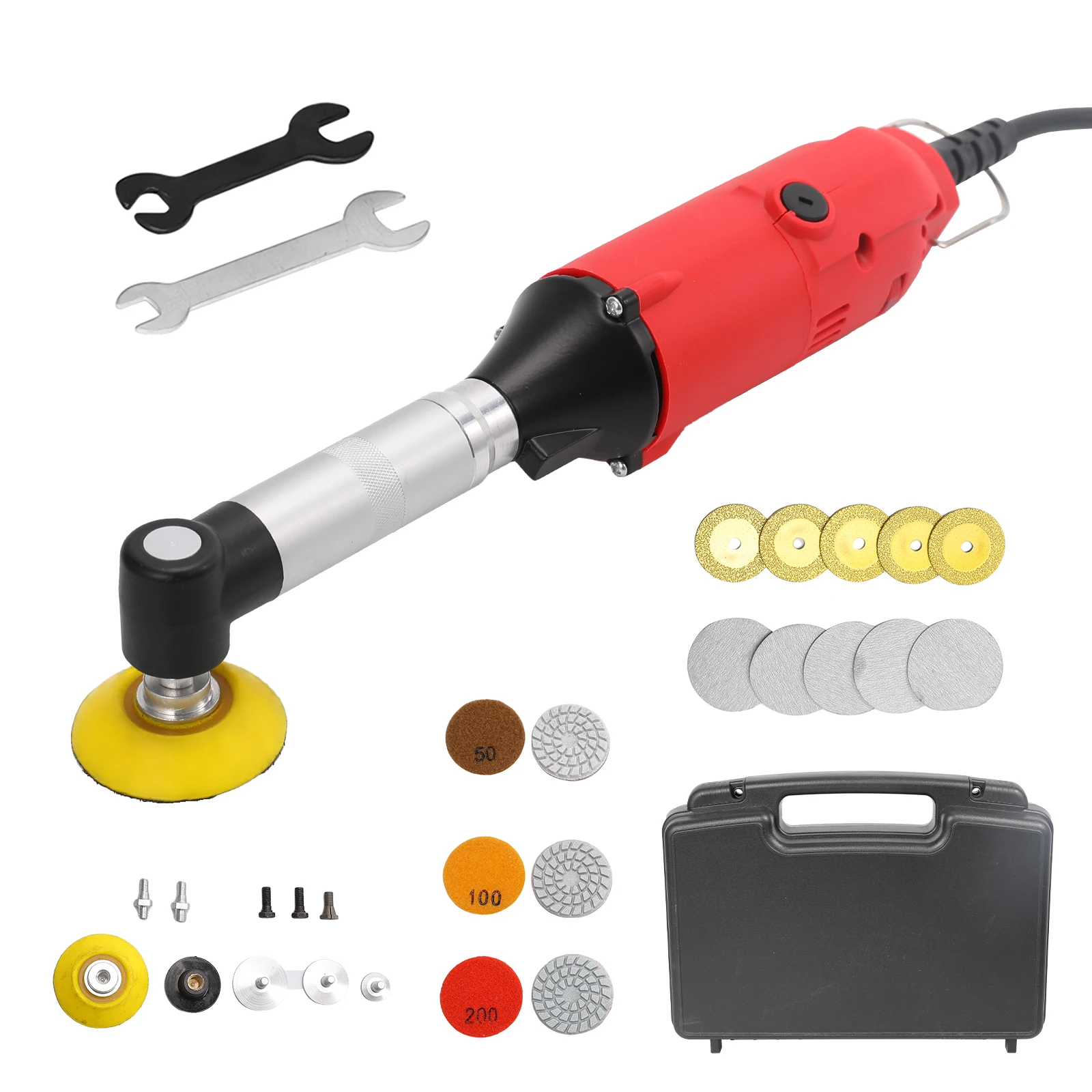 90 ° Keramikfliesen-Schleifgerät 380W Elektrischer Geradschleifer mit 6 variablen Geschwindigkeiten, Beleuchtung, Schleifmaschine, Polierer – Detail 4