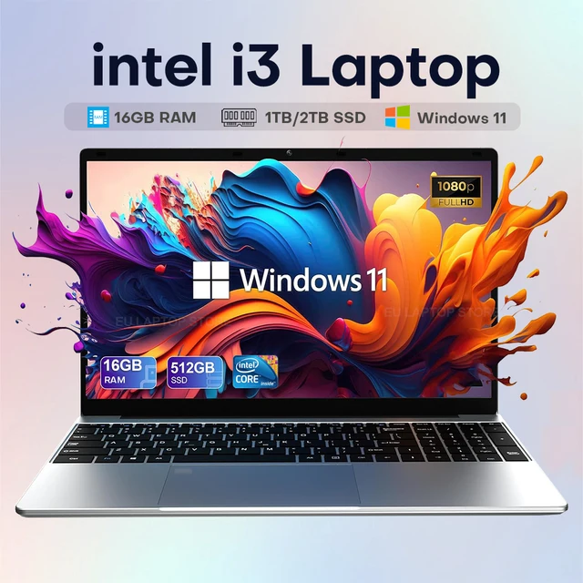 Ordinateur portable Xiaman 15,6 pouces, Intel Core i3, Windows 11, 16 Go de RAM, SSD 1 To/2 To, ordinateur portable portable, clavier rétroéclairé, ordinateur portable pour le bureau et les études 1