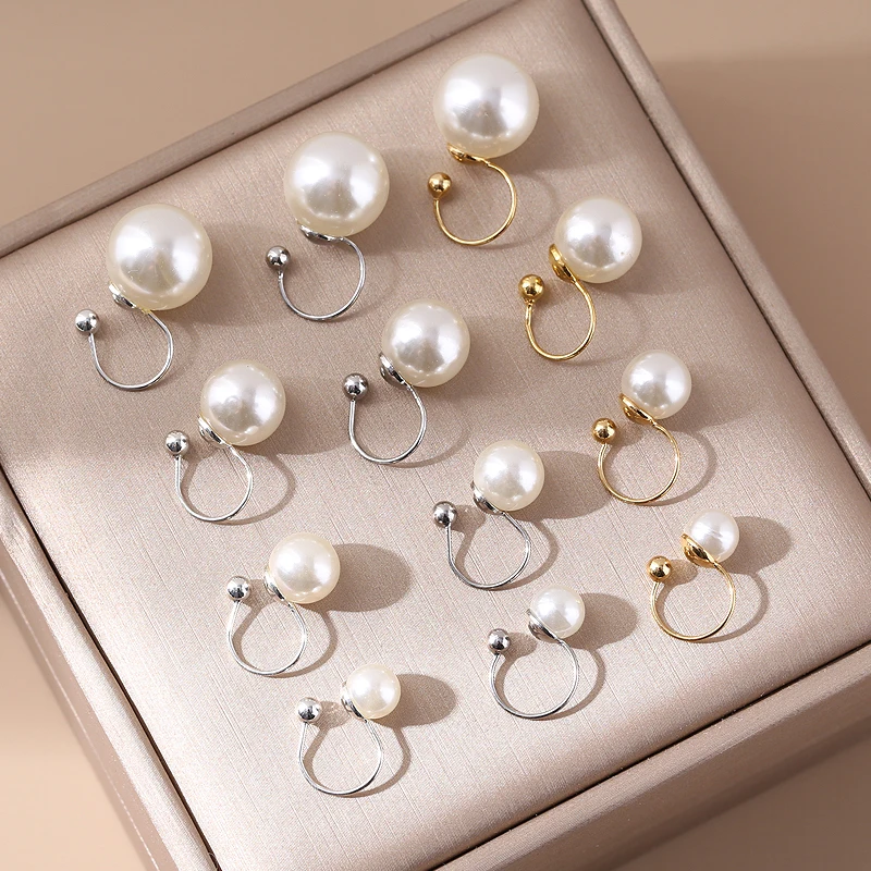 Pearl Ear Clip Resin Material Female Retro Temperament No Hole Ear Clip Fashion Female Jewelry Earrings 1 Pair ear clip earrings clip earrings ear clip ear accessories