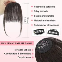 Wispy français frange de cheveux humains pince sur frange d'air légère pour les femmes usage quotidien noir, brun,bourg, blond couleur frange Extensions de cheveux 3