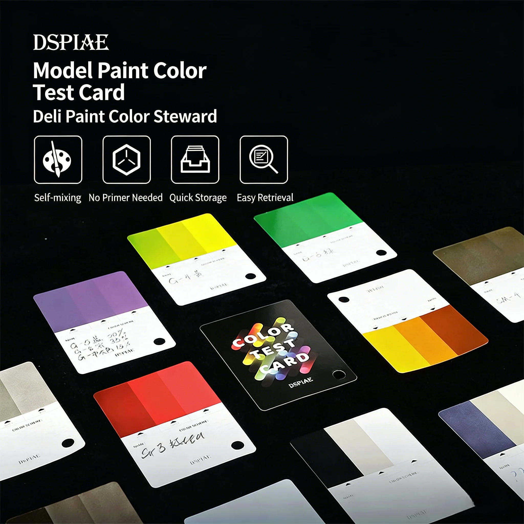 DSPIAE 모델 페인트 색상 테스트 카드 CC-01 페인트 색상 코팅 비교 카드 색상 등급 기록 카드