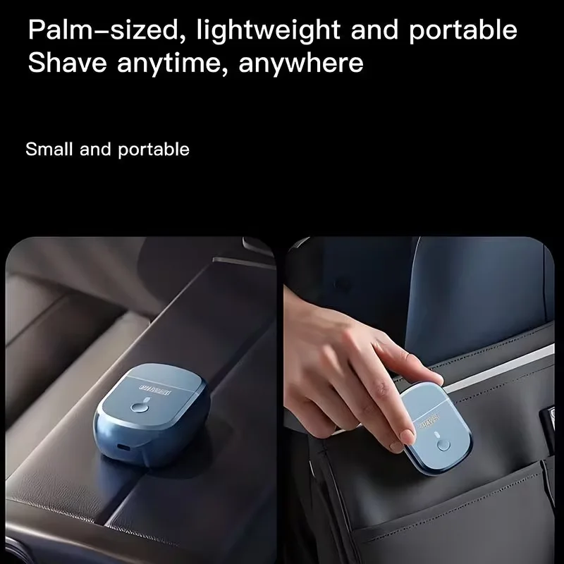 Barbeador Elétrico Portátil Masculino com Lâmina Dupla, Cabeça Magnética, Carregamento USB, Longa Duração da Bateria, Sem Enxágue de Pelos, Ideal para Viagens e Uso Doméstico_voghion.com