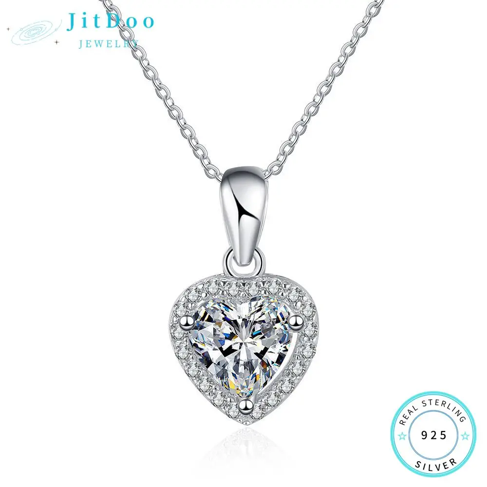 

JitDoo 1ct D Color VVS1 Heart Moissanite Pendant 925 Sterling Silver 40+5cm Necklace Wedding Fine Jewelry Wholesale with GRA