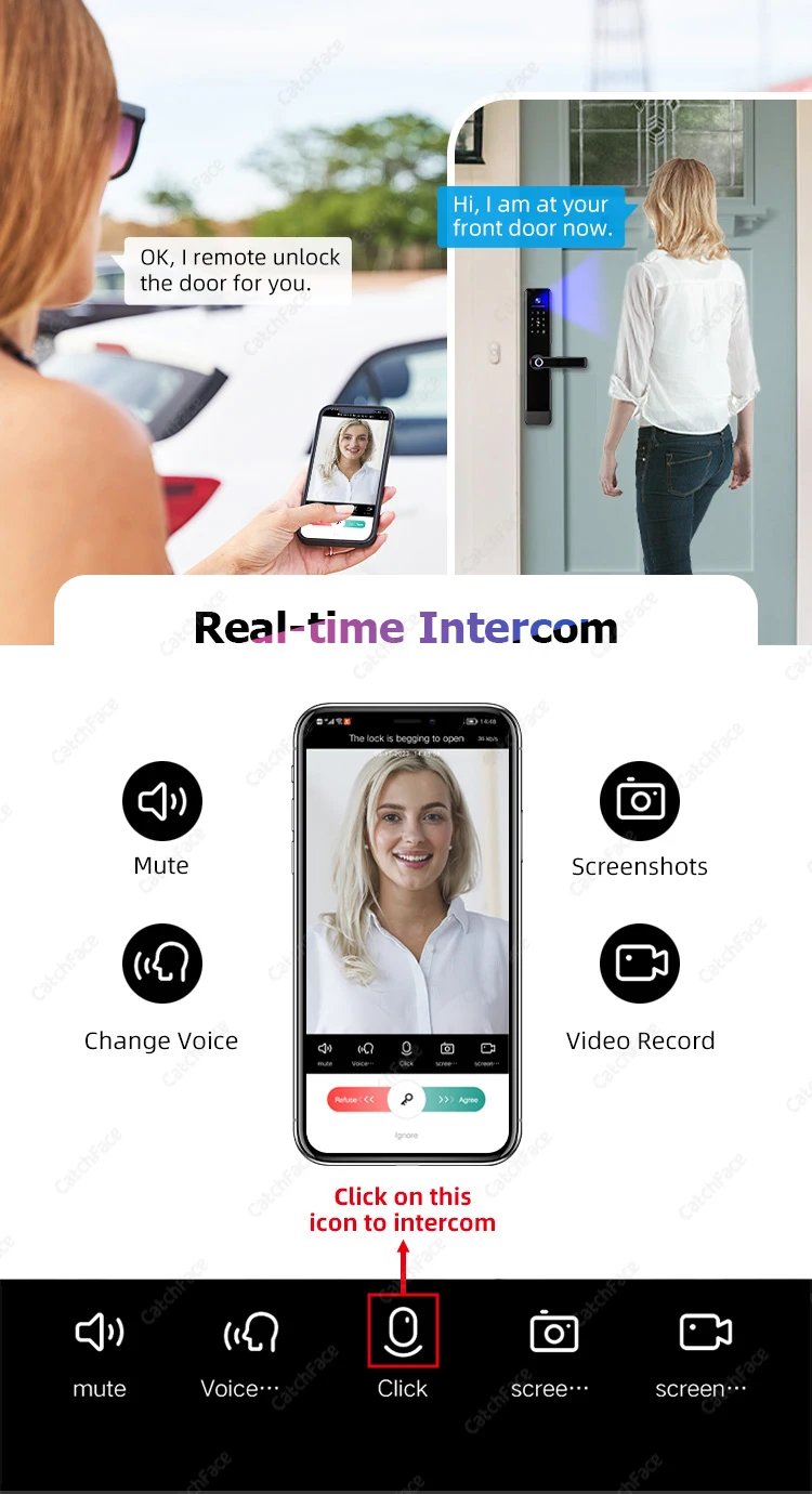 Screen Video Intercom Lock TUYA WIFI Camera Anti-Theft Door Lock Garden Gate Ele