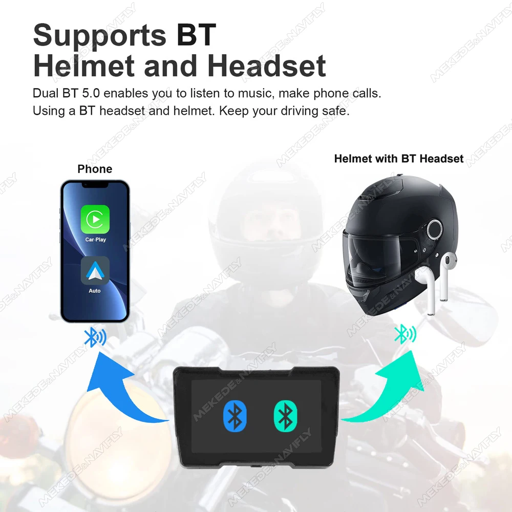 토모스트롱 7인치 안드로이드 시스템 모토 GPS 무선 카플레이 안드로이드 오토 DVR 내장 GPS BT 방수 구글 플레이 스토어 지원