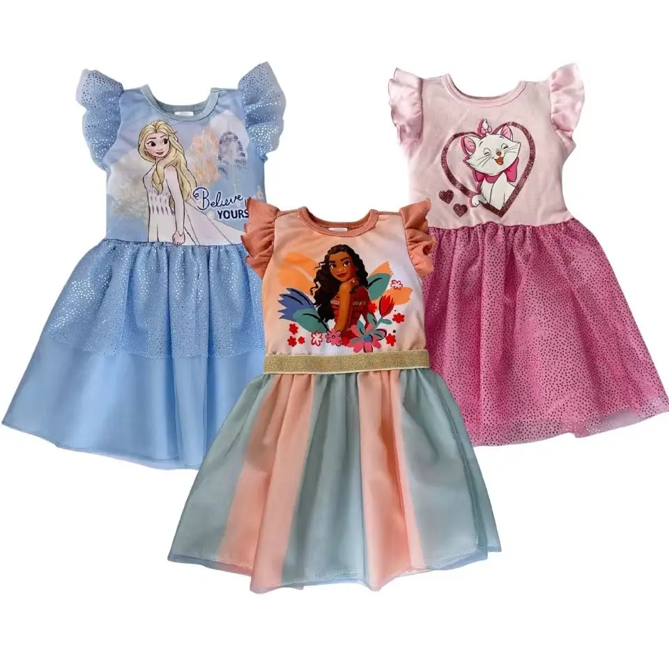 Kit 3 Vestidos Disney Marie, Elsa, Moana