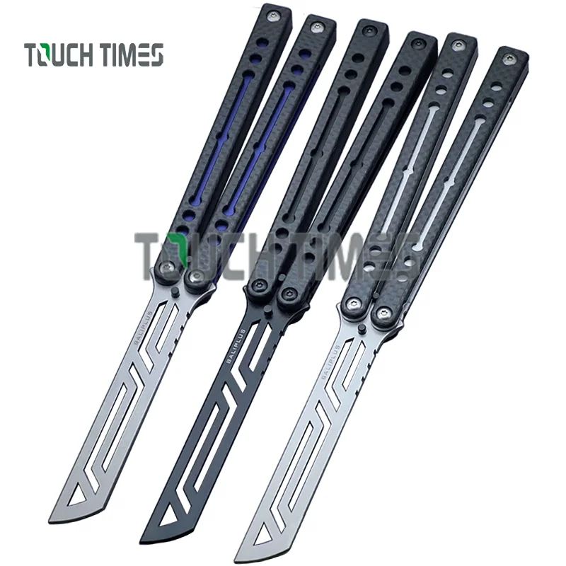 Baliplus Nautilus Clone Balisong Trainer Carbon Fiber Handle 440 Blade