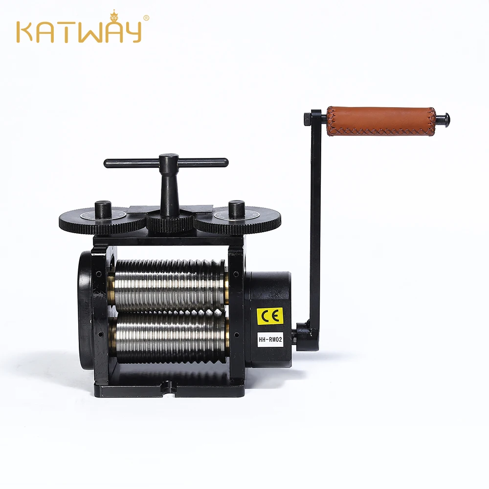 KATWAY 수동 조합 금속 보석 시트 롤링 밀, 기어 비율 1:4, 사각형 반원 패턴 와이어 롤러, 블랙 HH-RM02F