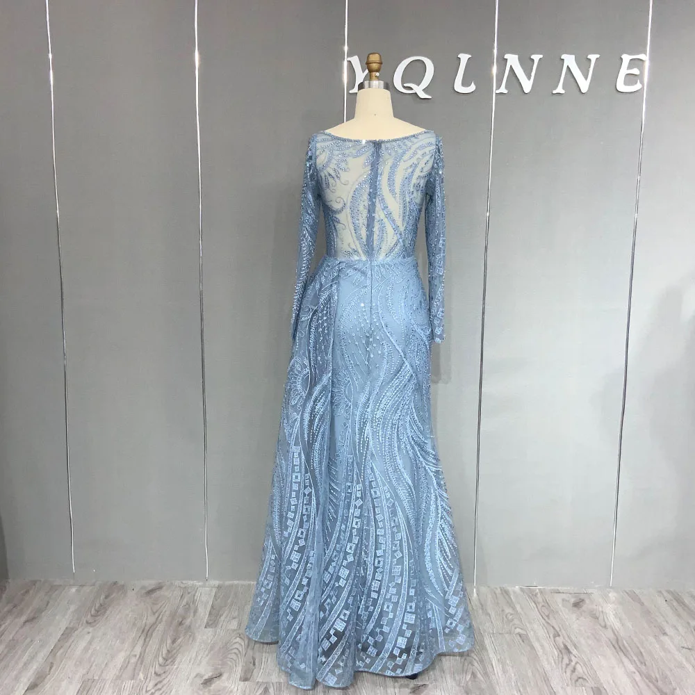 Luxury Muslim Long Sleeves Rhinestone Evening Dresses 2023