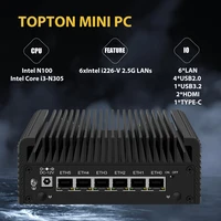 Topton 2.5GbE Firewall Appliance Mini PC 12th Gen Intel N100 N305(up to 3.8GHz) Fanless Computer Router with 6x I226 Nics AES-NI 1