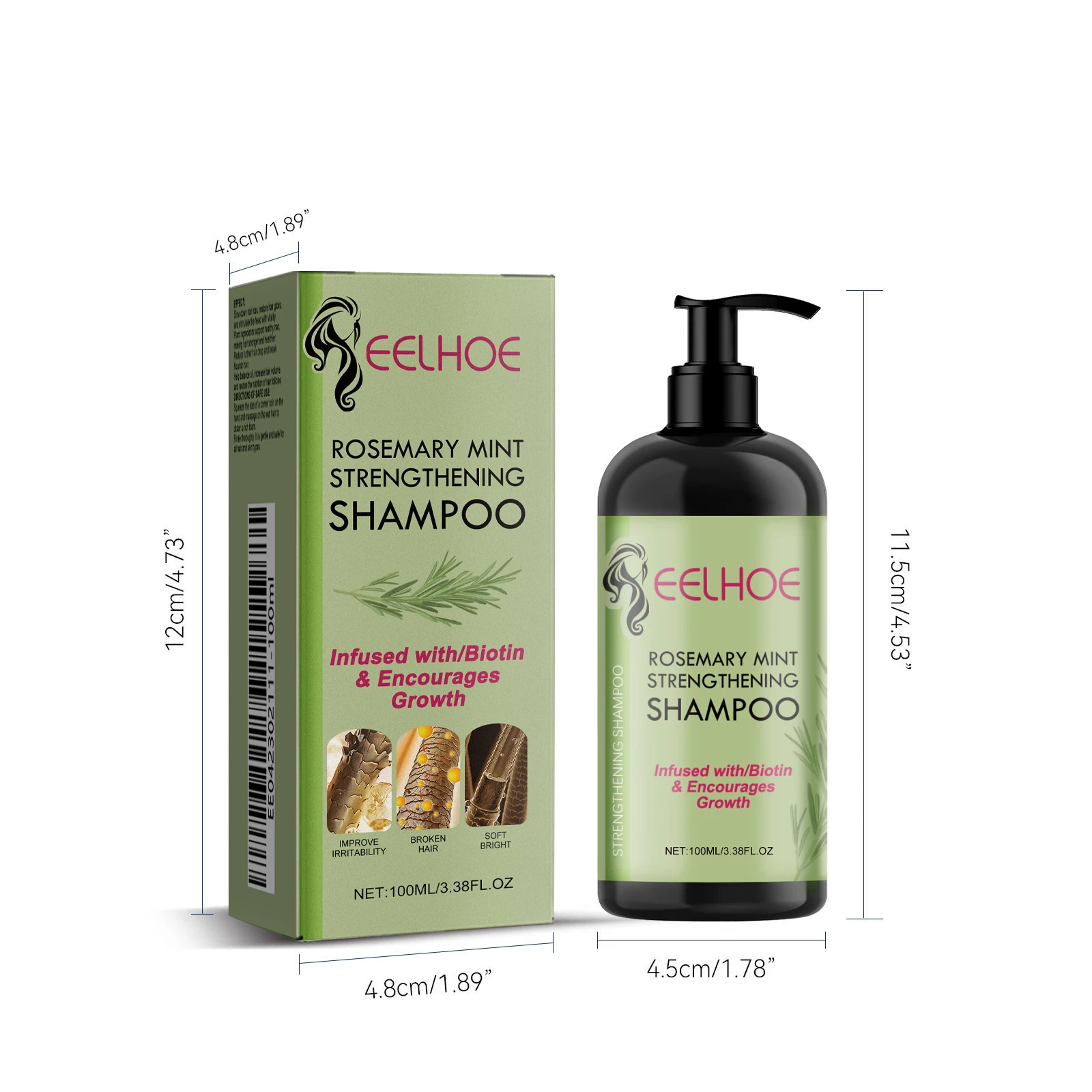 EELHOE Hair Care Shampoo Rosemary Nourishing Hair Strengthening Hair Roots Prevent Hair Loss Volumizing Smoothing Hair Shampoo