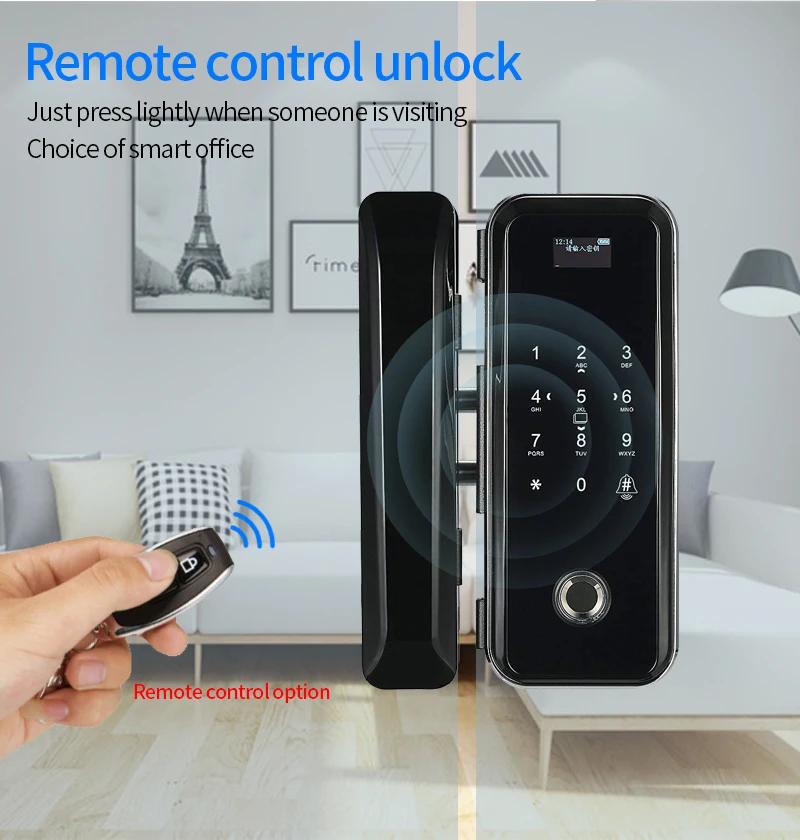 Tuya App Smart WIFI Lock Office Intelligent Fingerprint Digital Glass Door Lock