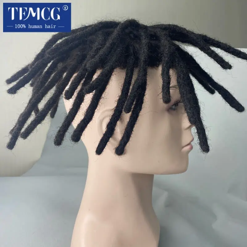 DreadlockMaleHairProsthesisToupeeForMenMonoAfroCurlyHair