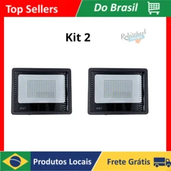 Kit 2 Refletor Holofote Led SMD 100W Branco Frio Bivolt A Prova De Água IP67