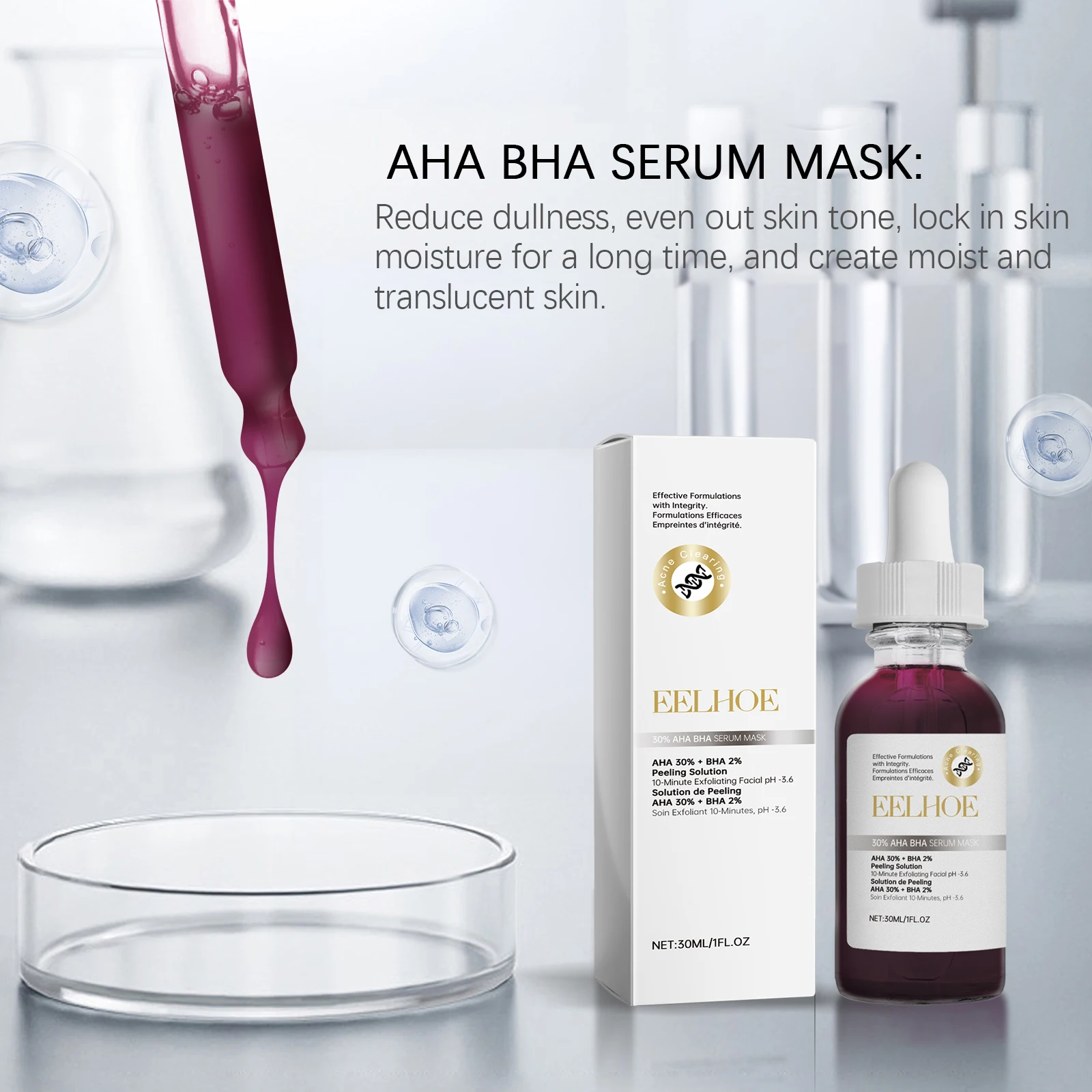 EELHOE Salicylic Acid Facial Serum Gentle Nourishing Improve Dullness Smoothing Oil Control Moisturize Refreshing Face Serum