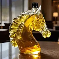 Whiskey Bottle Engraved Horse Head Shape Glass Decanter for Whiskey Bourbon Brandy Unique Liquor Bottle Gift for Whiskey Lovers