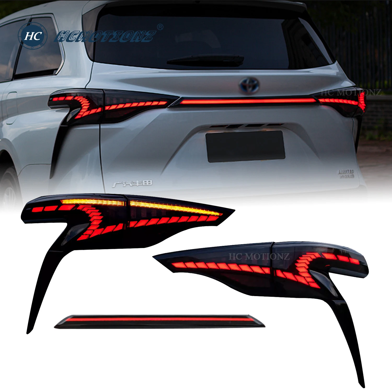 Hcmotion Tail Lights Assembly For Toyota Sienna 2021 2022 Led Smoked