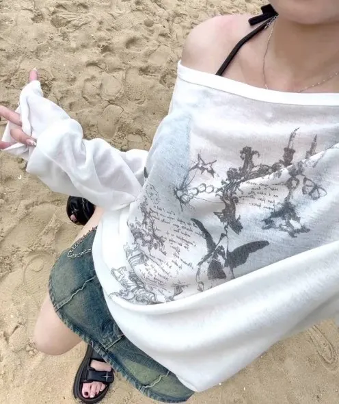Korean Style Off Shoulder T-Shirt photo review
