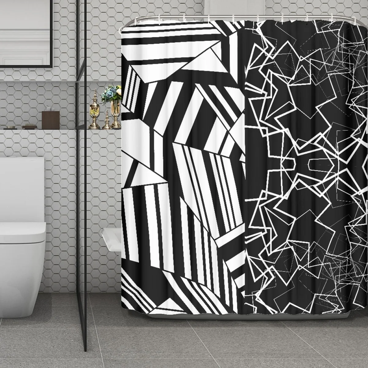 

Creative Bathroom Curtain Abstract Geometric Design Shower Curtain Bathroom Bath Decoration Polyester Customized Shower Curtain