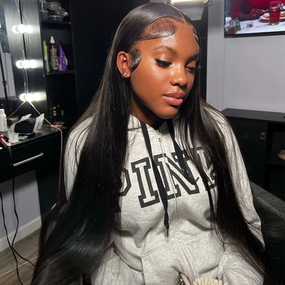 

13x6 Straight Lace Front Wig HD Transparent Lace Frontal Wig Straight Human Hair Wigs For Women 30 32 Inch Brazilian Hair Wigs
