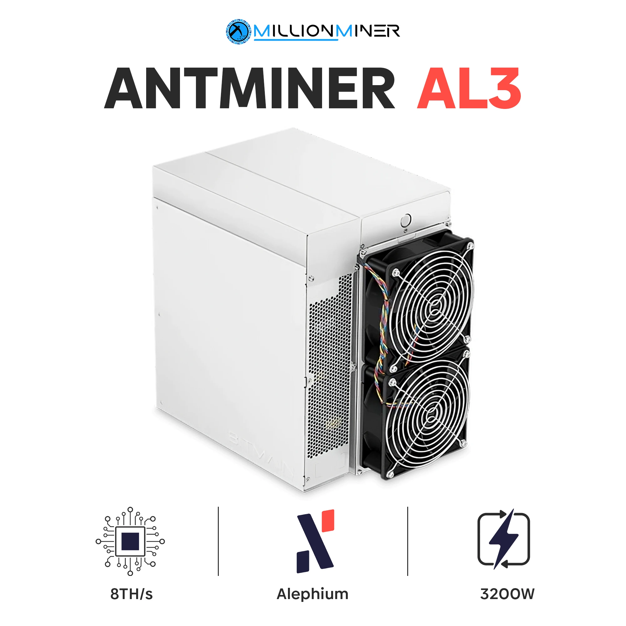 

Новый Bitmain Antminer AL3 8Th/s 3200 Вт Alephium (ALPH)