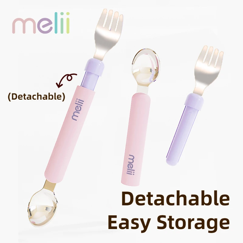 Set di 3 forchette e cucchiaio, set di 3 utensili per bambini, forchette da tavola, con custodia da viaggio sicura per il trasporto dei bambini, utensili per bambini, set di posate per