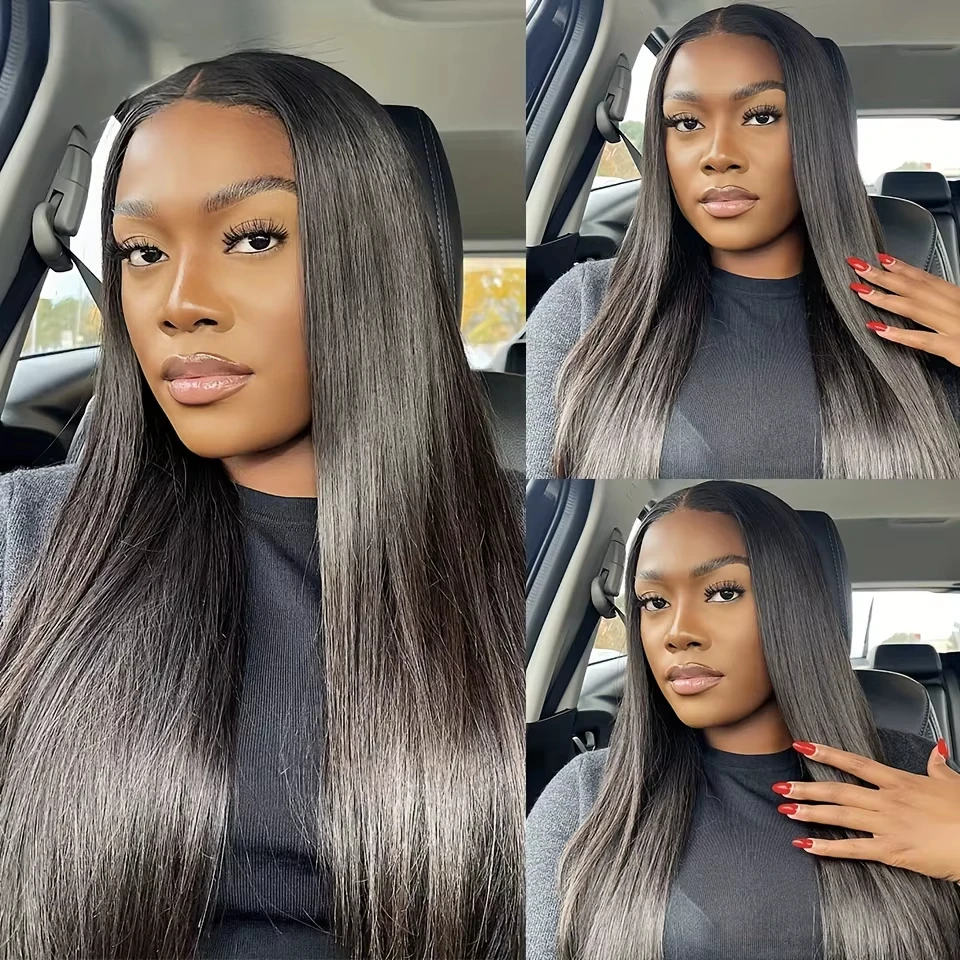 13x4/13x6 Lace Wigs Human Hair Bone Straight Preplucked Hairline Natural and Black Color HD Lace Wigs Suitable for Women 5