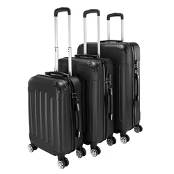 Valise à roulettes portable en ABS, gris foncé, bleu, 3 en 1, 20 po, 24 po, 28 po