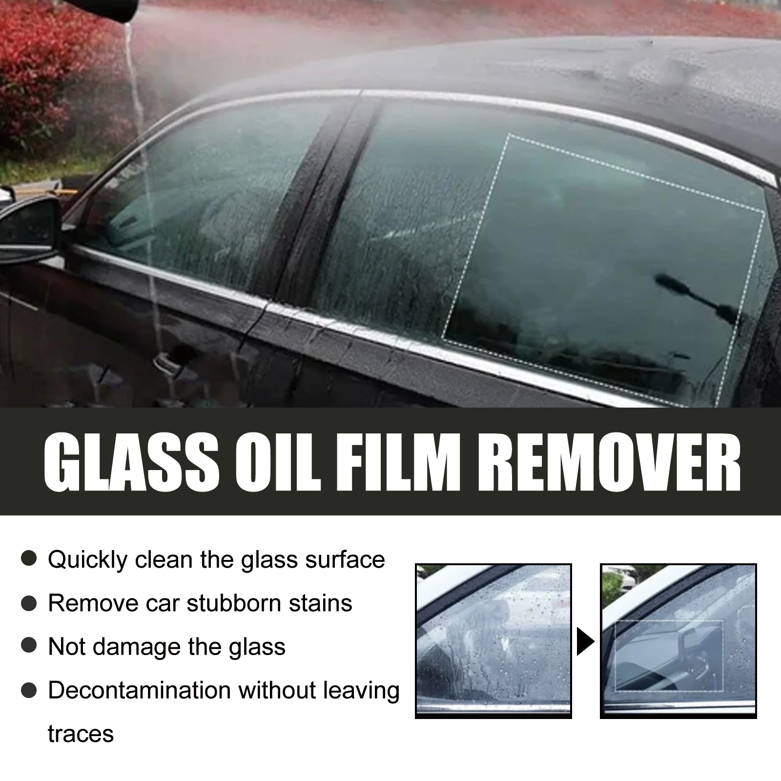 Glass Oil Film Remover Front Windshield  Cleaner Oil Film Cleaner Window Cleaner Stains Multi-functional Glasses Cleaner