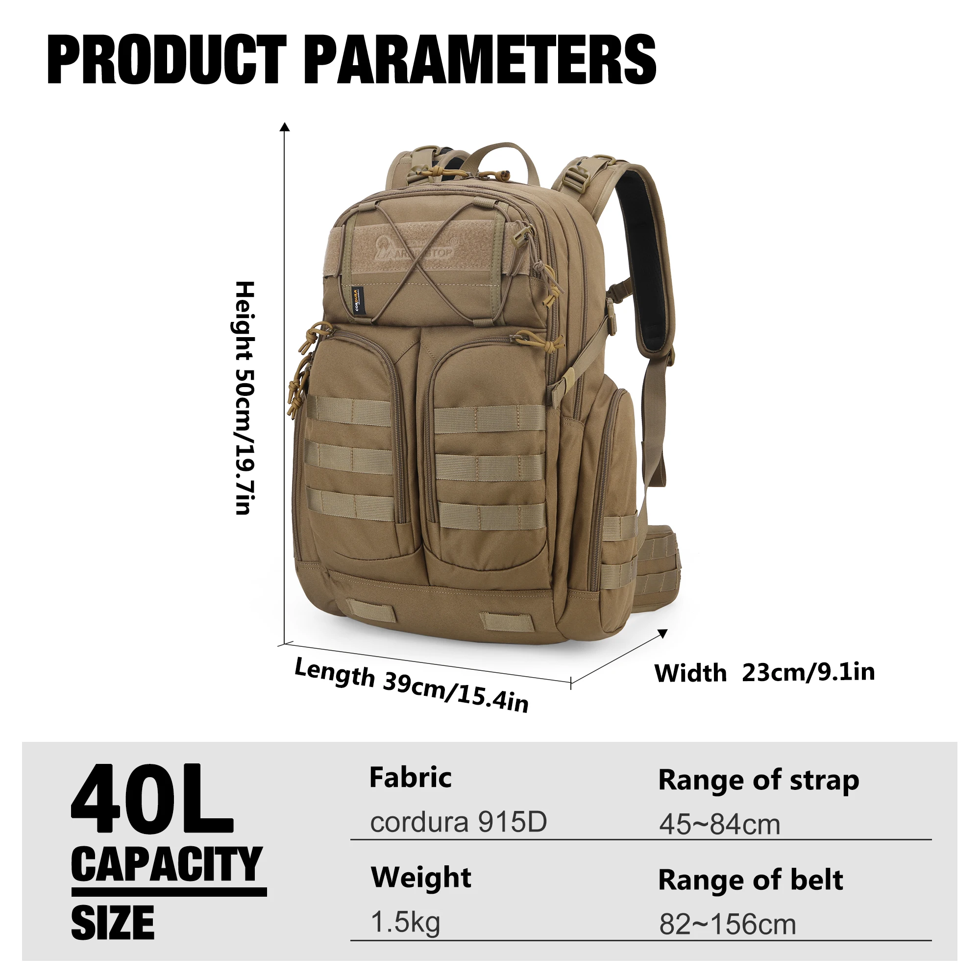 MARDINGTOP Travel Backpack for Men 40L 915D Backpack for Trekking Fishing Sports Hiking