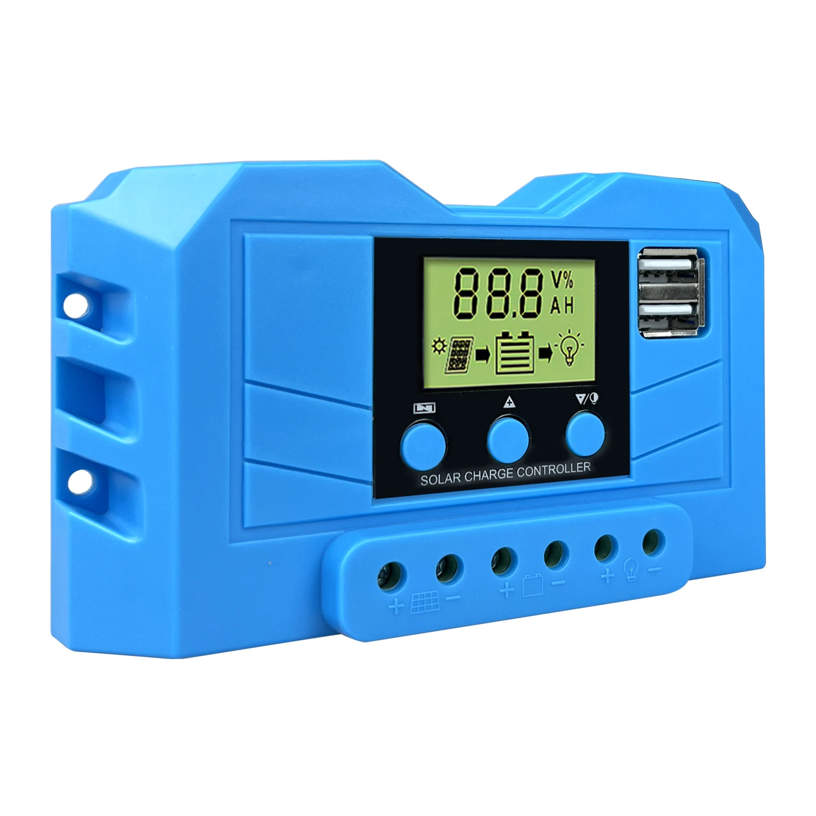 

10A 20A 30A PWM Solar Charge Controller 12V/24V Solar Regulator USB 5V Panel Battery Regulator Intelligent LCD Display