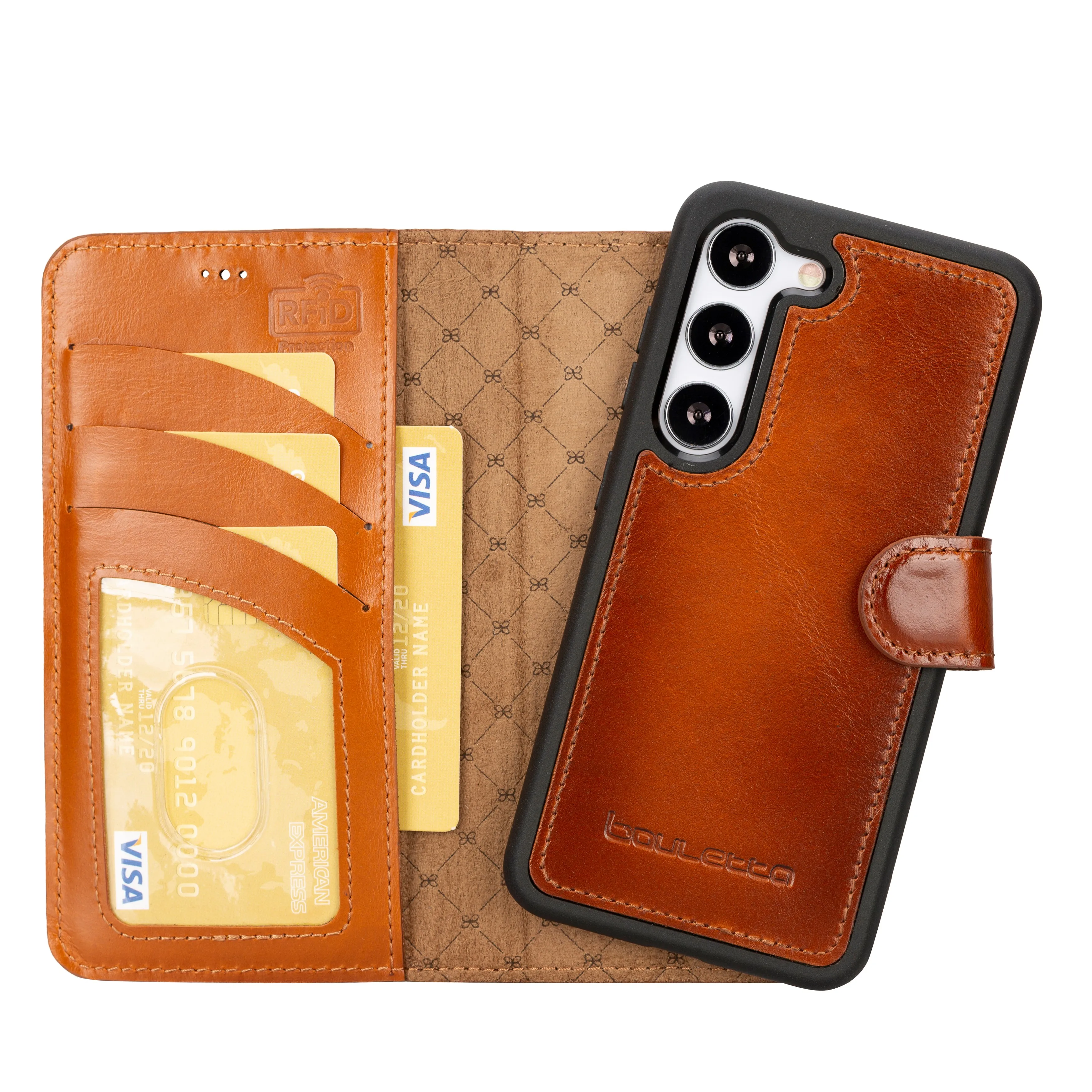 

Genuine Leather Handmade Magnetic Wallet Phone Case for Samsung Galaxy S23 Rfid and Wireless Compatible with CardHolder