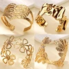 Die-casting Layered Heart Bangles for Women Gold Color Hollow Flower Cuff Bangle Bracelet femme Fashion Wedding Wedding Gift