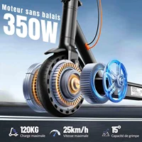 Trottinette électrique pliable T3 pour adultes, 350W, vitesse 25 km/h, trottinette électrique tout-terrain, pneus alvéolés solides de 8,5 pouces 3