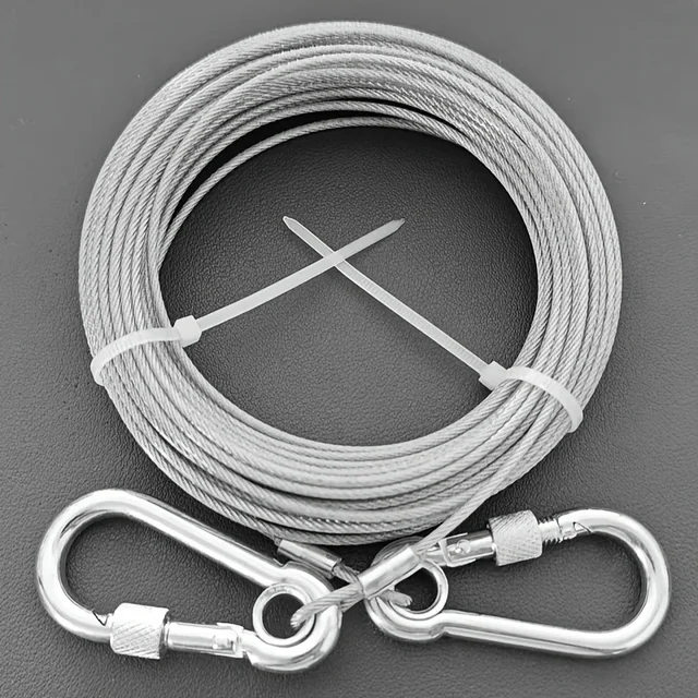 Heavy-Duty Reflective Dog Tie-Out Cable, 250 lbs Capacity - Stainless Steel with Swivel Snap Hooks - Ideal for Outdoor, Yard & C 6