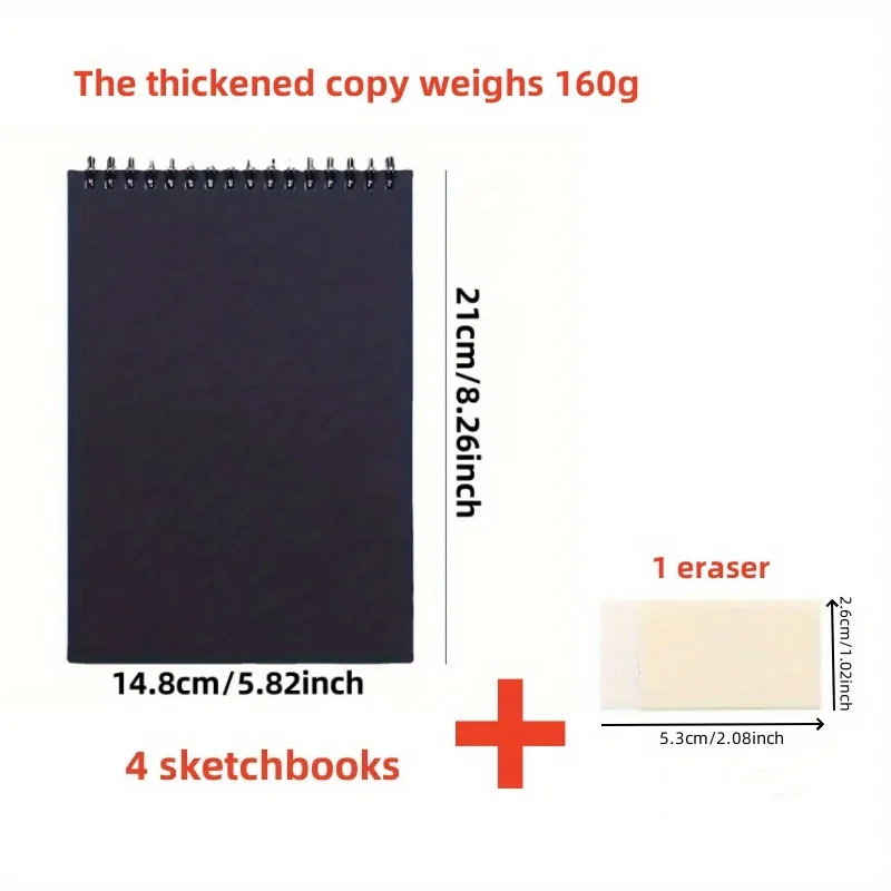 4 Pieces Sketchbook, Top Spiral Binding Sketch Board, 1 Pack of 30 Sheets, Acid-Free Art Sketchbook Art Sketch Painting Writing 3