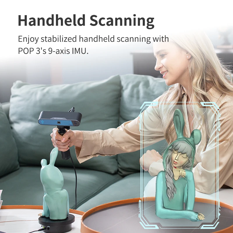 Revopoint 3D 프린터용 3D 스캐너, 휴대용 3D 스캐너 카메라, 컬러 스캔 표준, 0.05mm 고정밀, POP 3
