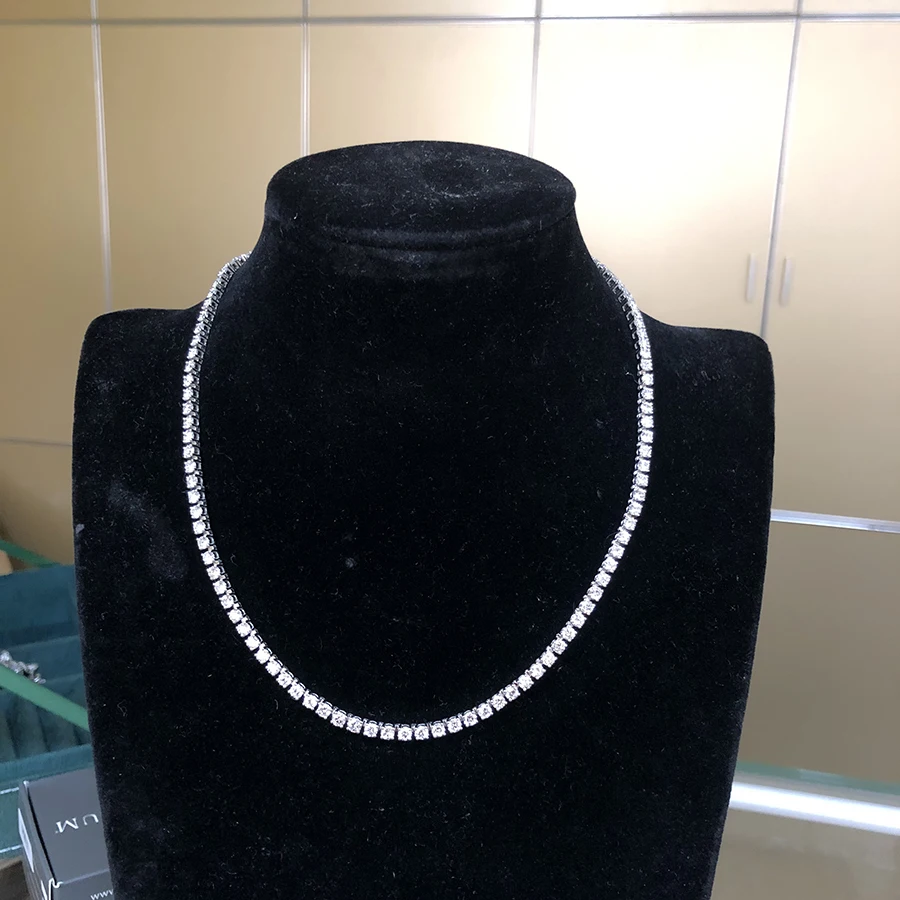 Round Cut Diamond Tennis Necklace, Lab Grown Diamond Necklace, Unisex