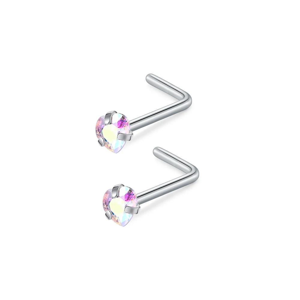 ترصيع أنف على شكل قلب حب ، ديكور زركونيا مكعب ، حل...