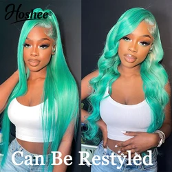 Brazilian Remy Glueless Ready To Go On Sale Straight Green Color T Part HD Lace Wigs 13X4 Human Hair Frontal Wig For Woman