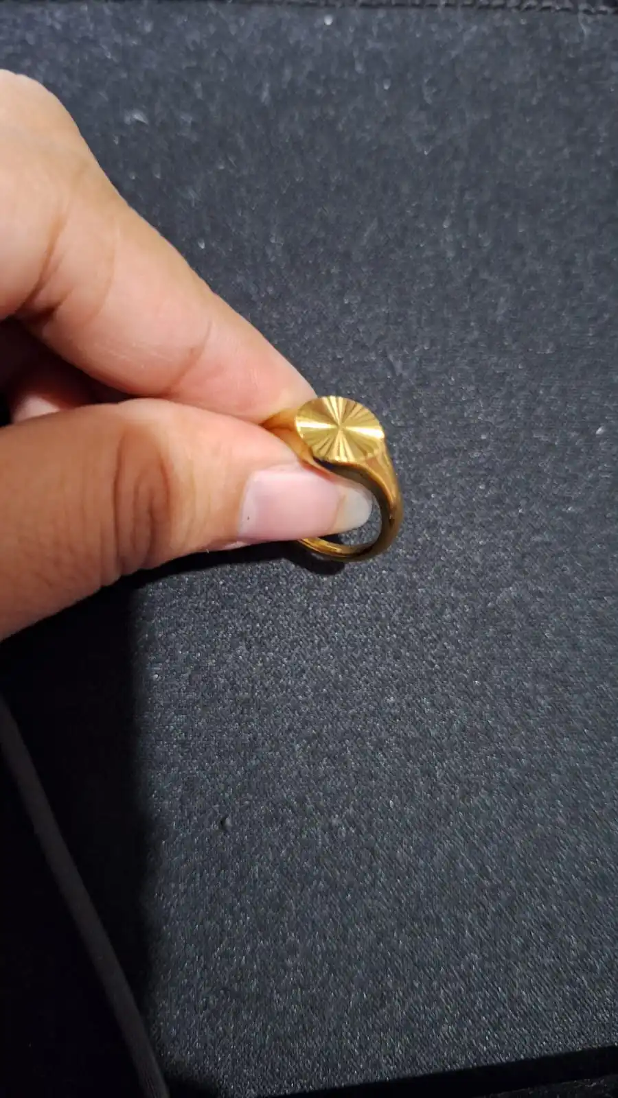 SUNIBI Stainless Steel Rings for Women Gold Color Do Not Fade Wave Rays Texture Signet Dainty Ladies Ring Jewelry Wholesale photo review