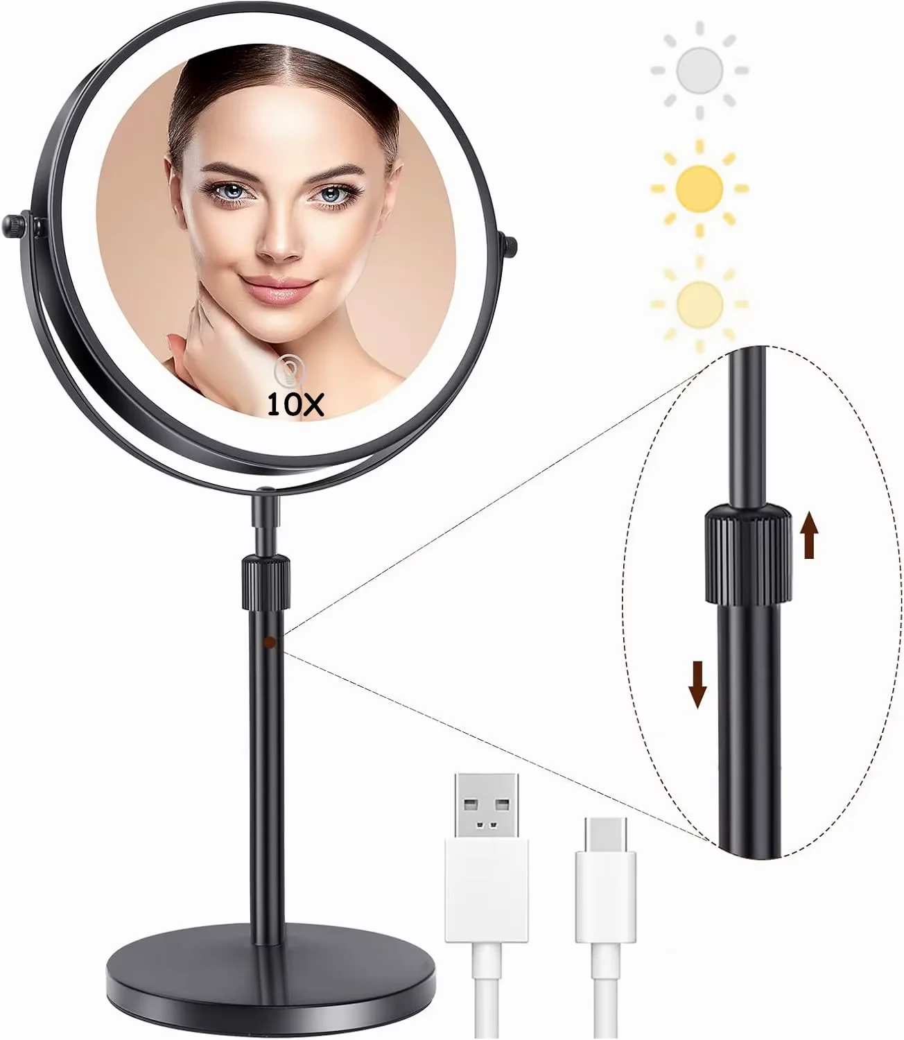 Lighted Makeup Mirror 1x To 10x Magnification Tabletop Vanity - Image 11